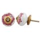 White Pink Floral Cabinet Knob